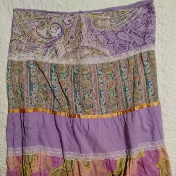 Live A Little Maxi Skirt Women's Size 16 Purple Floral VTG,  Lined,  Retro, - Picture 1 of 11